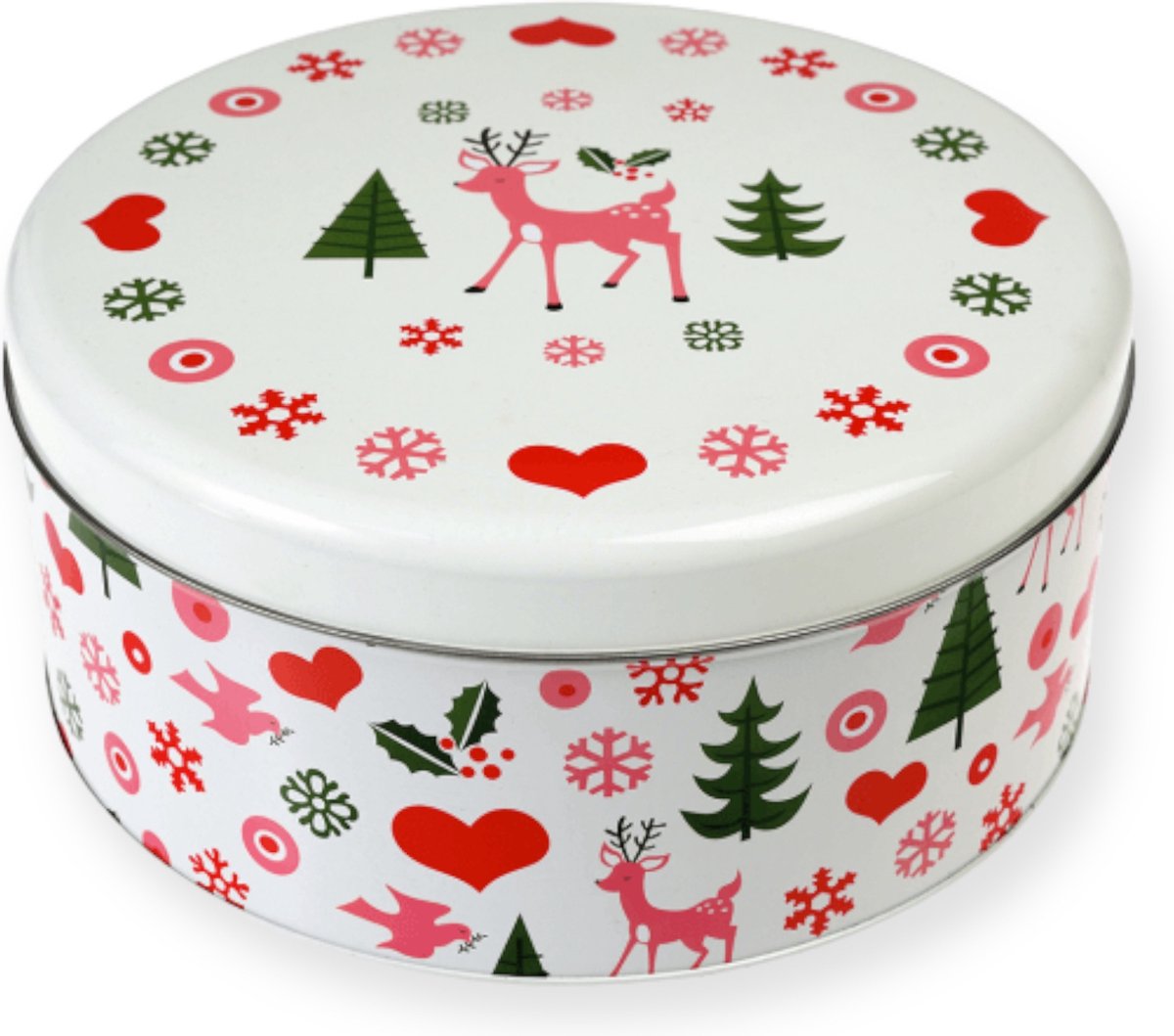 Rex London - Koekblik - Tin Round 50's Christmas - meerkleurig: roze-wit-zwart-groen-rood