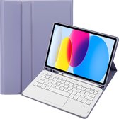 Case2go - Étui clavier Bluetooth adapté pour Apple iPad 10 10,9 pouces (2022) - QWERTY - Fonction réveil/ Sleep automatique - Avec porte-crayon - Pavé tactile - Violet