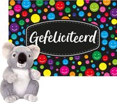 Keel toys - Cadeaukaart A5 Gefeliciteerd met superzacht knuffeldier koala 18 cm