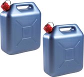 EDA - 2x stuks Jerrycan brandstof 20 liter blauw 36x17x44 cm kunststof