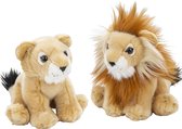 Nature Planet - Pluche knuffels familie set - Leeuw en Leeuwin - 18 cm