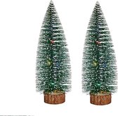 Krist+ Kleine decoraties kerstboompjes 2x stuks - 30 cm - met licht
