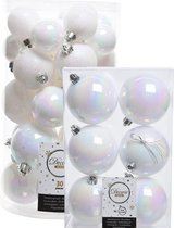 Decoris kerstballen 36x stuks - parelmoer wit - kunststof - 4-5-6-8 cm