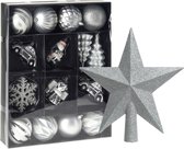 Décoration de Noël Boules de Noël et ornements - avec visière étoile - argent/blanc - plastique