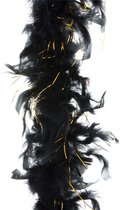 Boa kerstslinger veren - zwart met goud - 200 cm - kerstversiering