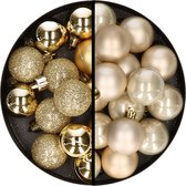 Kerstballen 36x stuks - 3 en 4 cm - goud en champagne - kunststof