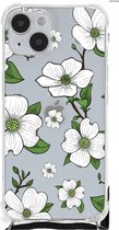 Silicone Back Case Geschikt voor iPhone 14 Plus Telefoonhoesje met doorzichtige rand Dogwood Flowers