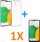 Silicone hoesje transparant met 1 Pack Tempered glas Screen Protector Geschikt voor: Samsung Galaxy A03 Core