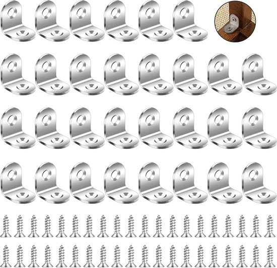 Lot De 20 Connecteurs D'angle En Acier 90° - Équerres De Fixation Pour Meubles - Dimensions 50x50mm - Gedotec