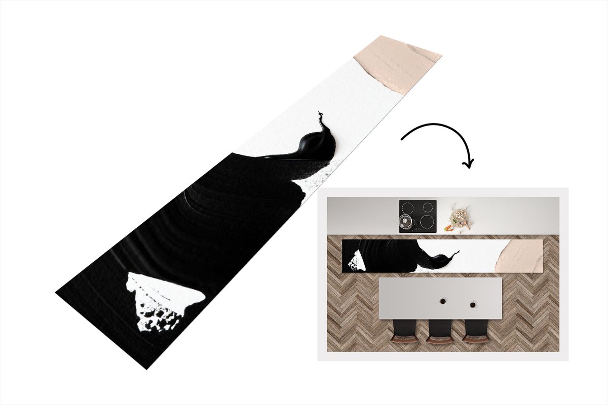 KitchenYeah Keukenloper - Loper keuken - Verf - Design - Abstract - 300x50 cm - Keukenloper vinyl Multicolor