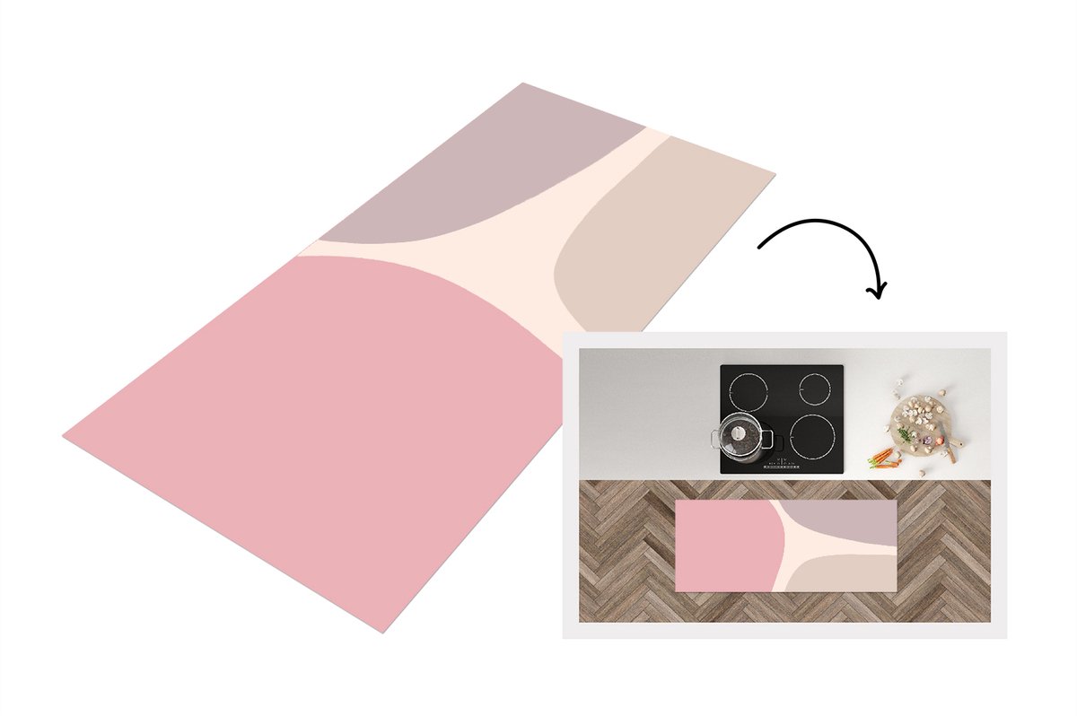 KitchenYeah Keukenloper - Loper keuken - Design - Pastel - Minimalisme - 120x50 cm - Keukenloper vinyl Multicolor