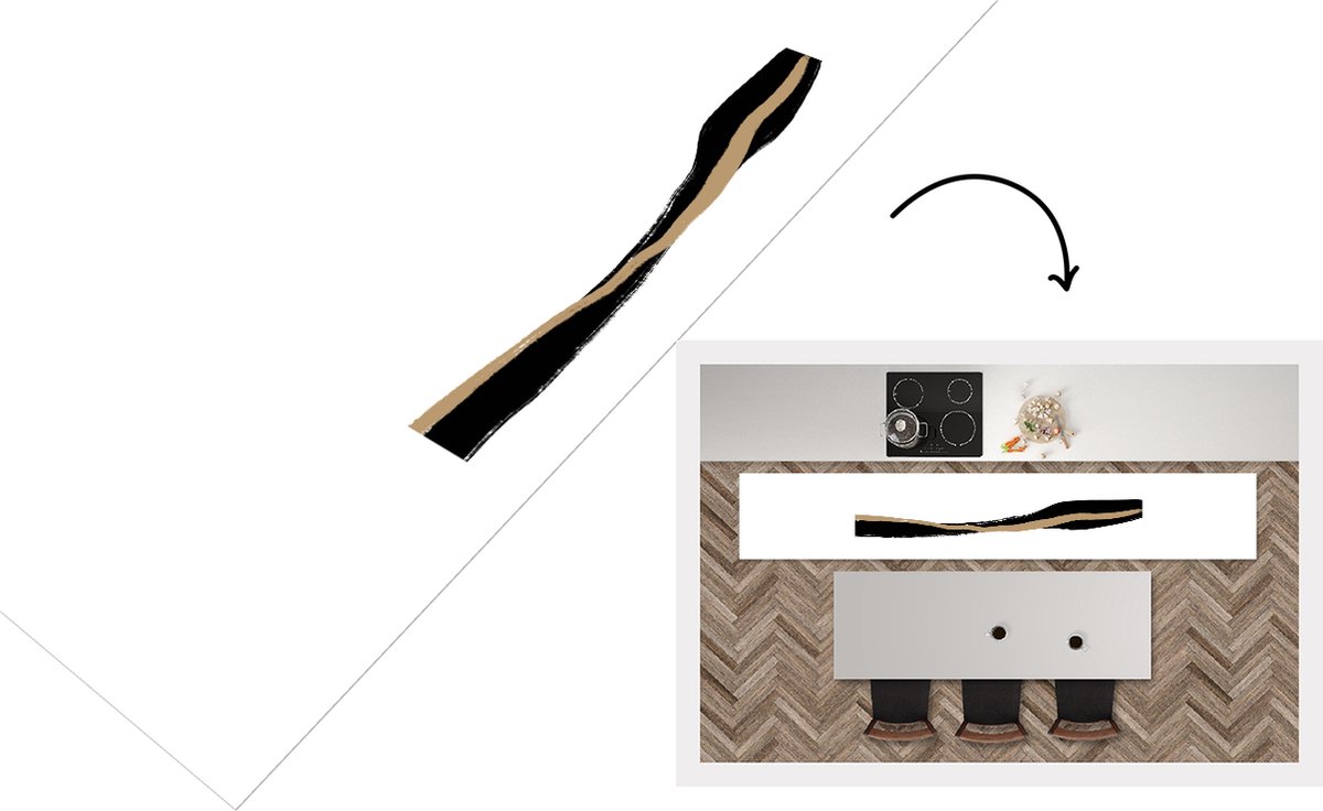 KitchenYeah Keukenloper - Loper keuken - Lijn - Zwart - Design - Keukenloper vinyl, foto 8