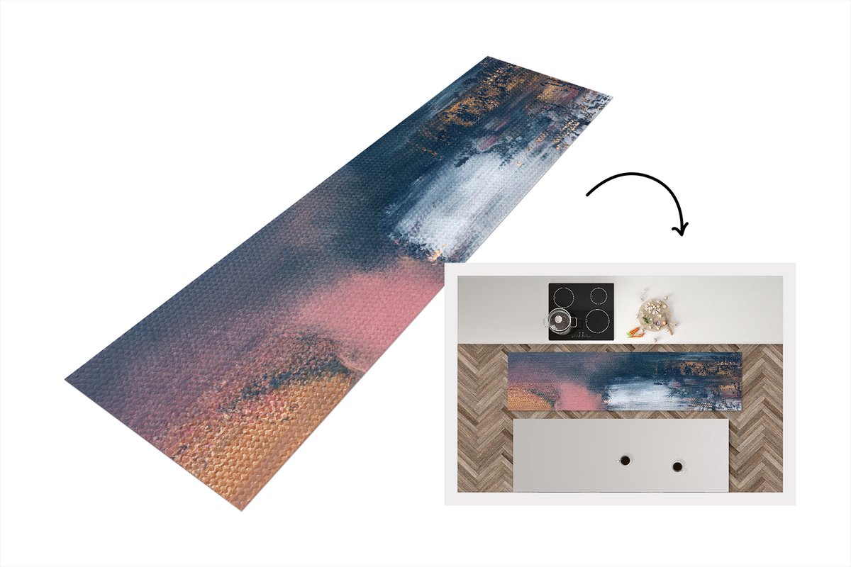 KitchenYeah Keukenloper - Loper keuken - Abstract - Verf - Design - 240x60 cm - Keukenloper vinyl Multicolor