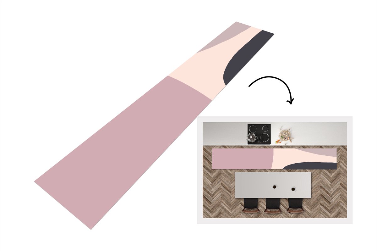 KitchenYeah Keukenloper - Loper keuken - Pastel - Design - Minimalisme - 300x50 cm - Keukenloper vinyl Multicolor