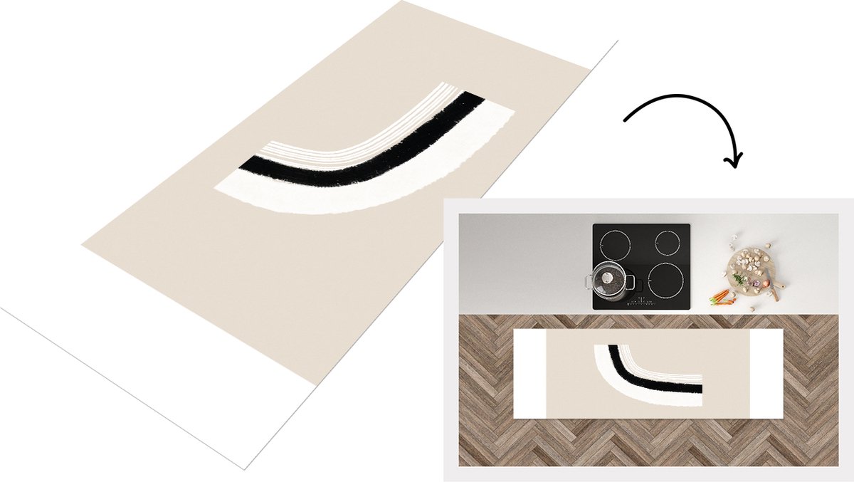 KitchenYeah Keukenloper - Loper keuken - Lijn - Pastel - Design - 150x50 cm - Keukenloper vinyl Multicolor