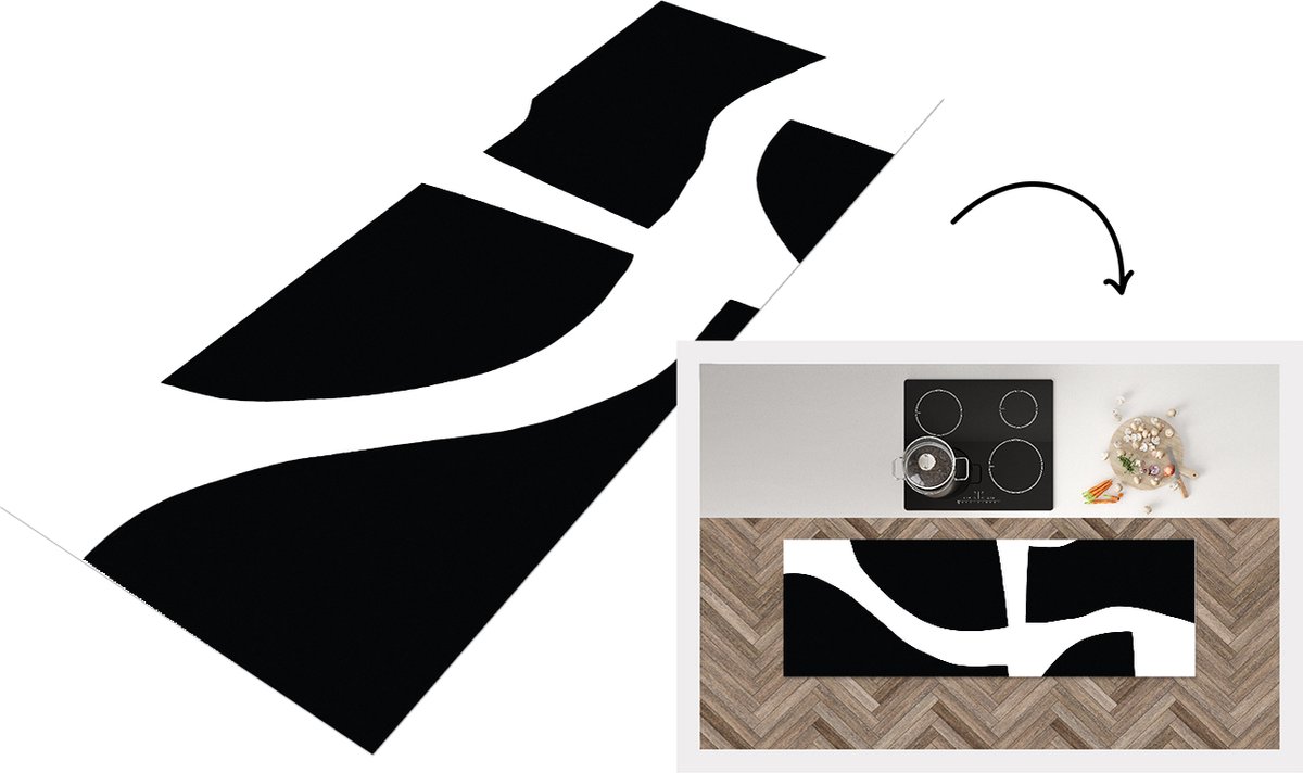 KitchenYeah Keukenloper - Loper keuken - Abstract - Minimalisme - Design - 150x50 cm - Keukenloper vinyl Multicolor