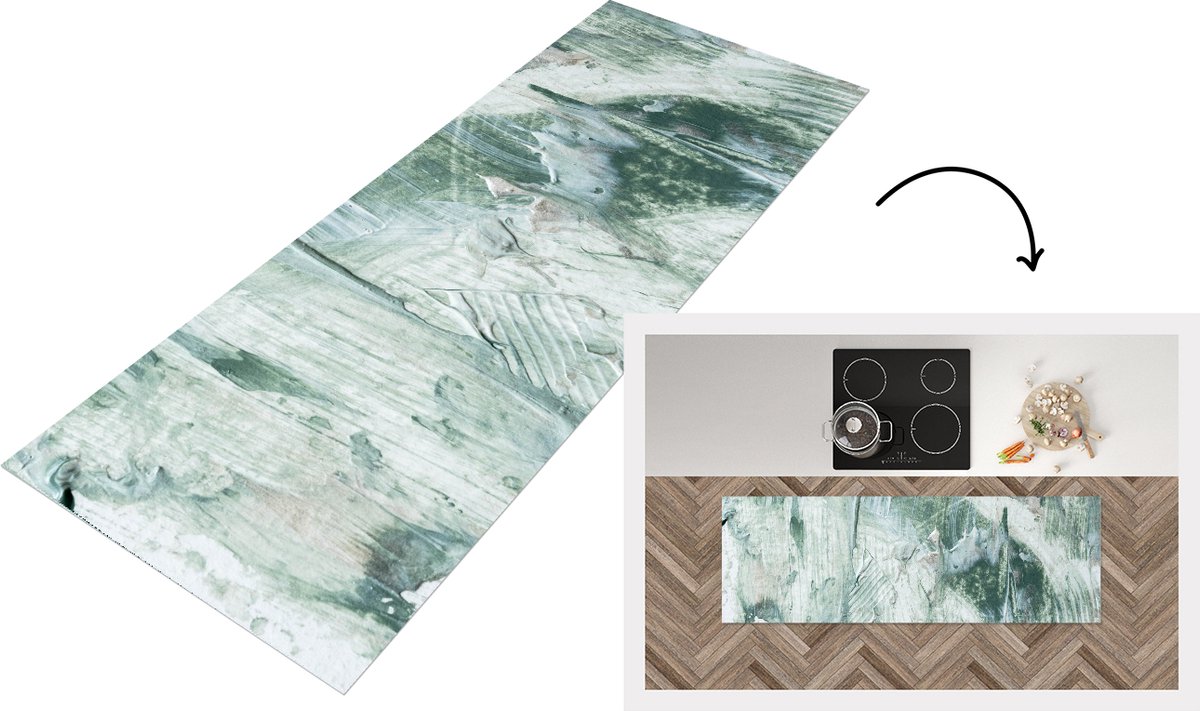 KitchenYeah Keukenloper - Loper keuken - Tuindecoratie - Verf - Abstract - 150x50 cm - Keukenloper vinyl Multicolor
