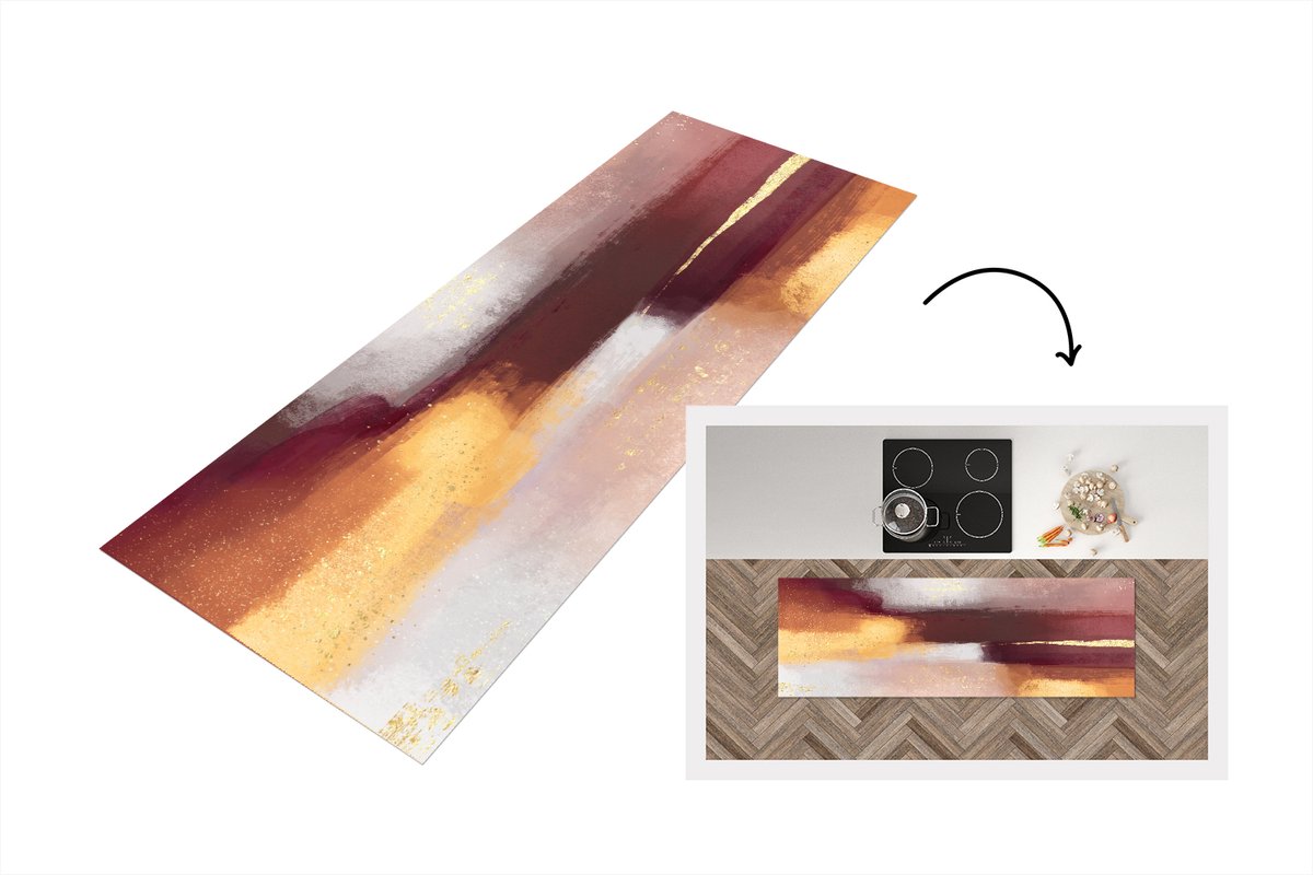 KitchenYeah Keukenloper - Loper keuken - Verf - Abstract - Pastel - 180x60 cm - Keukenloper vinyl Multicolor
