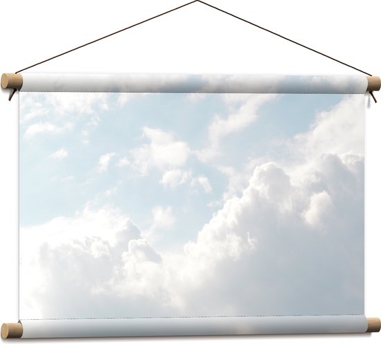 WallClassics - Textielposter - Grote Witte Wolken in de Lucht - 60x40 cm Foto op Textiel