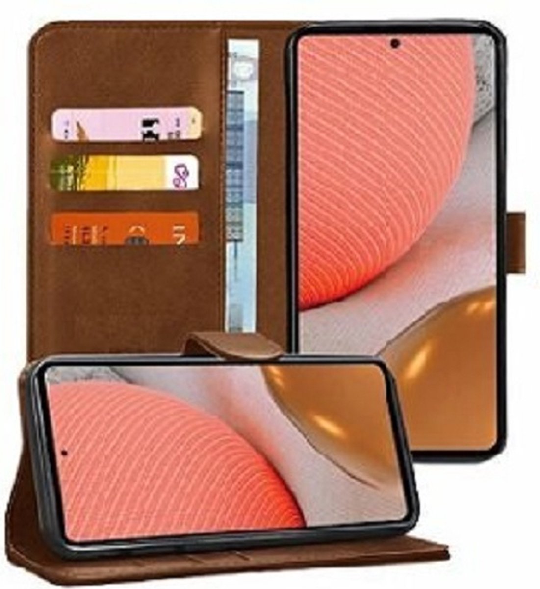 Samsung Galaxy A72 Hoesje Met Pasjeshouder Bookcase Bruin