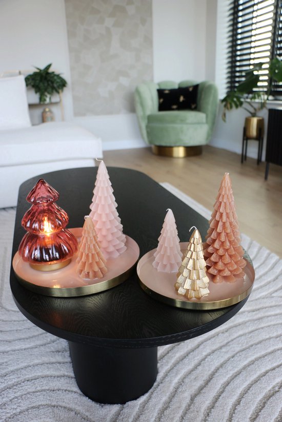 Tafellamp Kerstboom Roze Glas Rood 18x12x12cm (hxbxd) Light