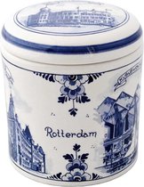 Stroopwafelpot Rotterdam - Vooraadpot - Delfts blauw - keramiek - Rotterdamse iconen