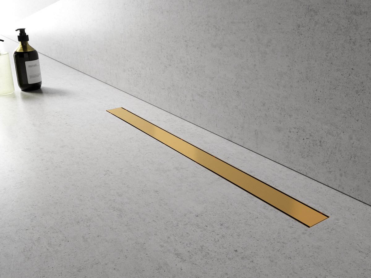 Badplaats Douchegoot 60 cm BP02 Douchedrain Goud met Rooster 7 cm Diep en...