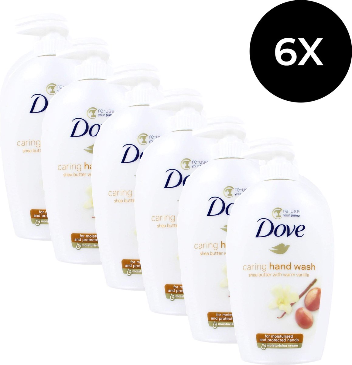 Goedkoopste Dove - Zeeppomp / Handzeep - Sheabutter & Vanille - 250 ml - 6 stuks