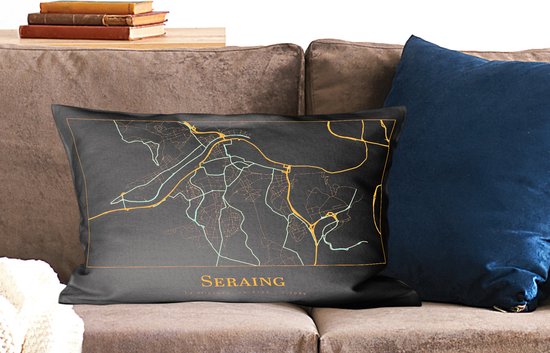 Coussins Coussins décoratifs - Oreillers Salon - 60x40 cm - Carte - Seraing - Goud - Zwart