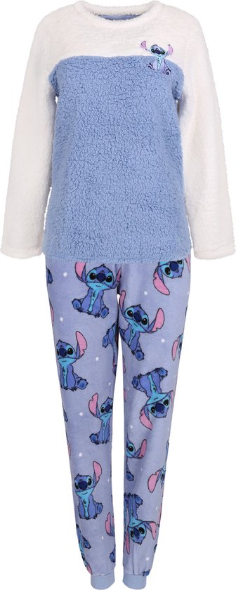 DISNEY Stitch - Pyjama Femme Polaire Chaud, Pantalon Long, Bleu / XXS