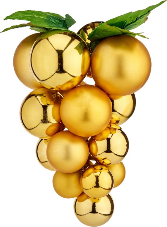 Kerstballen Klein Druiven Gouden Plastic bol