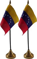Bellatio Decorations - Venezuela tafelvlaggetjes 10 x 15 cm met standaard - 2x stuks