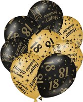 Verjaardag ballonnen - 18 jaar en happy birthday 24x stuks zwart/goud