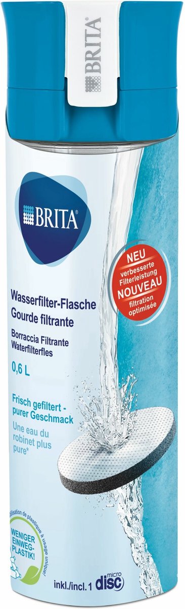 BRITA - Bouteille de filtre à eau - VITAL - 0- Blauw + Pack de 3 cartouches  de filtre