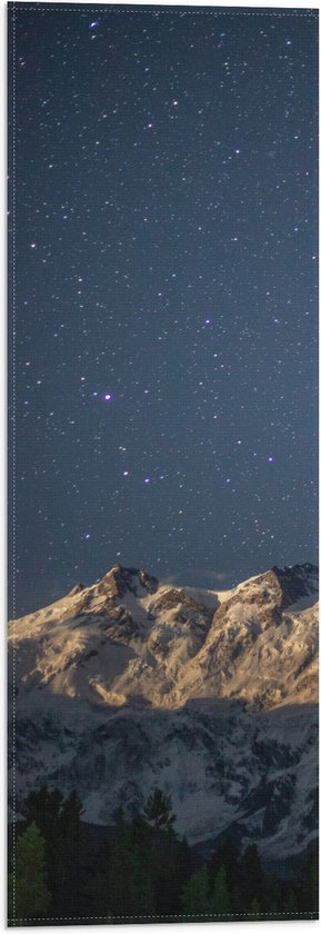 WallClassics - Drapeau - Ciel étoilé clair au-dessus des sommets des montagnes Witte - Photo 20x60 cm sur drapeau en polyester