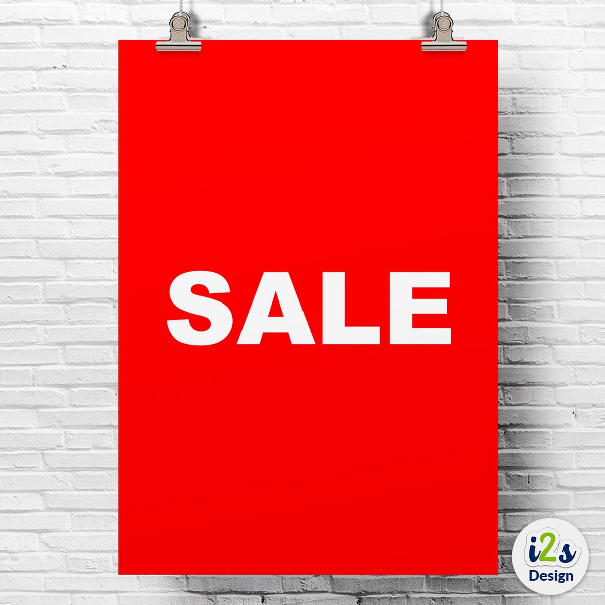 Sale poster A3 - Winkel poster - Raam poster - Rood met witte letters