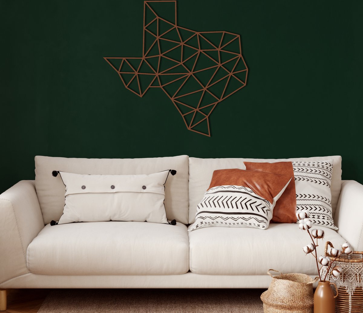 Wanddecoratie | Kaart van Texas / Texas Map | Metal - Wall Art | Muurdecoratie | Woonkamer | Buiten Decor |Bronze| 60x56cm