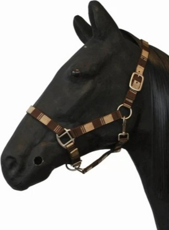 Foto: Excellent horse halster trendy paardenhalster full nylon rvs look geschikt voor paarden bruin