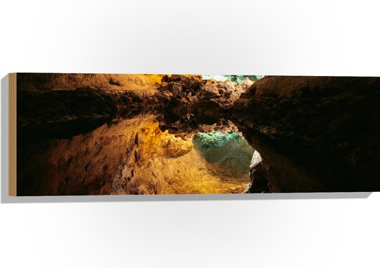 WallClassics - Hout - Mooie Grot - Cueva de los Verdes - 90x30 cm - 12 mm dik - Foto op Hout (Met Ophangsysteem)