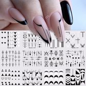 12 Stuks Nagelstickers – Nail Art Stickers – Black & White
