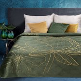 Oneiro’s luxe LOTOS Beddensprei Groen - 220x240 cm – bedsprei 2 persoons - beige – beddengoed – slaapkamer – spreien – dekens – wonen – slapen