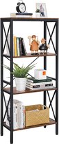VASAGLE boekenplank, staande plank, ladderrek, keukenplank met 4 open kastniveaus, gang, vintage bruin-zwart LLS030B01