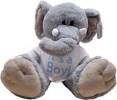 Funnies knuffel olifant - 45cm - shirtje -  It's a boy - gender reveal - kraam cadeau