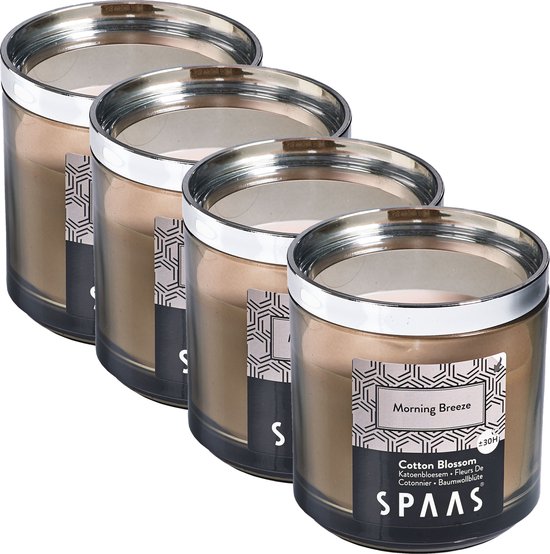 SPAAS Kaarsen - Geurkaarsen in Glas - Morning Breeze - Set van 4 Stuks - ± 30 Branduren - Voordeelverpakkingg