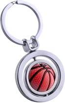 Fako Bijoux® - Sleutelhanger - Draaiende Basketbal - Zilverkleurig