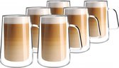 Luxe Dubbelwandige Glazen - Set Van 6 Bierglazen - Latte Macchiato Bier Espresso Koffieglazen - Dubbelwandig Koffiekopjes/Theeglazen - Koffieglas - Theeglas - 6 x 300 ml