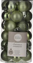 30x Petites boules de Noël en plastique vert foncé 3 cm