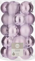 25x morceaux de boules de Noël en plastique lilas violet 8 cm