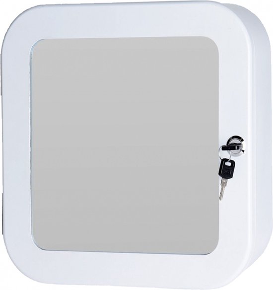 Medicijnkastje wit met spiegel en slot 32 x 32 cm | bol.com