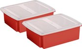 Sunware set van 2x opslagboxen 17 liter rood 45 x 36 x 14 cm met afsluitbare deksel
